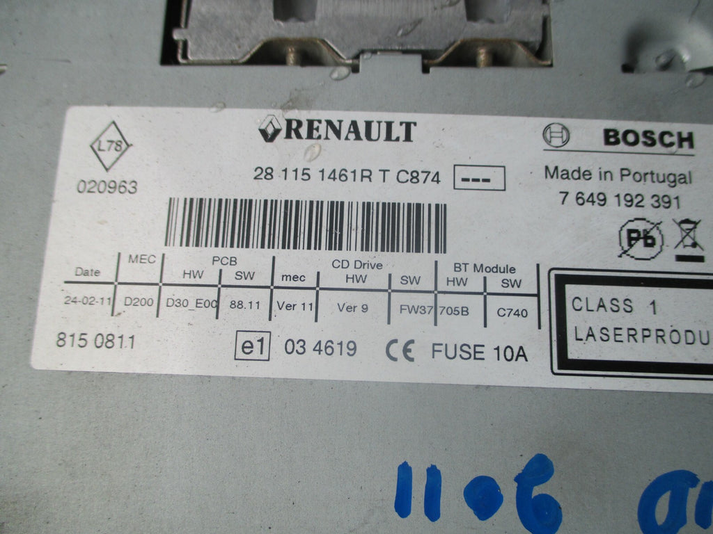 RENAULT WIND 2011 CD RADIO BLUETOOTH 281151461R