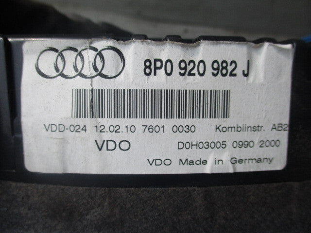 2009 AUDI A3 8P SPEEDOMETER INSTRUMENT CLUSTER 8P0920982J