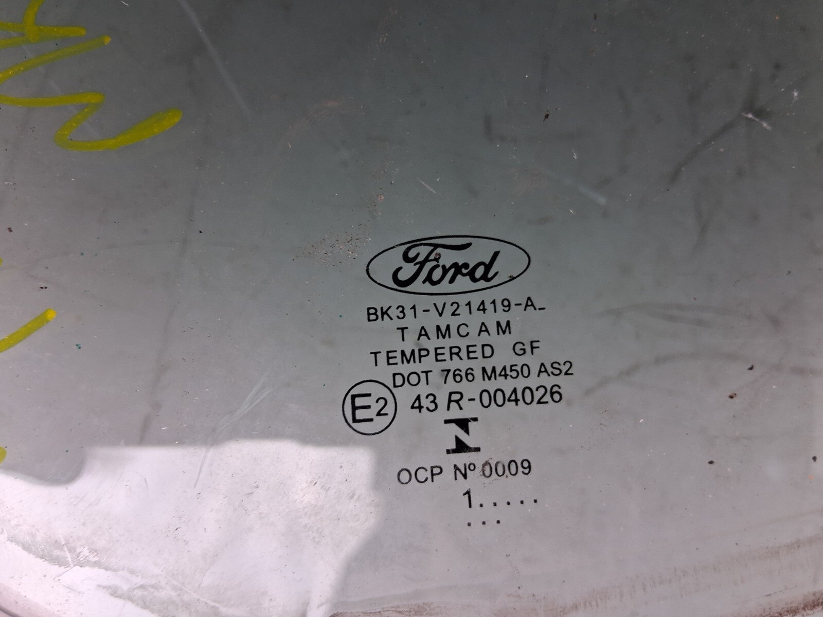 2021 FORD TRANSIT NSF PASSENGER SIDE FRONT LEFT QUARTER WINDOW GLASS BK31V21419A