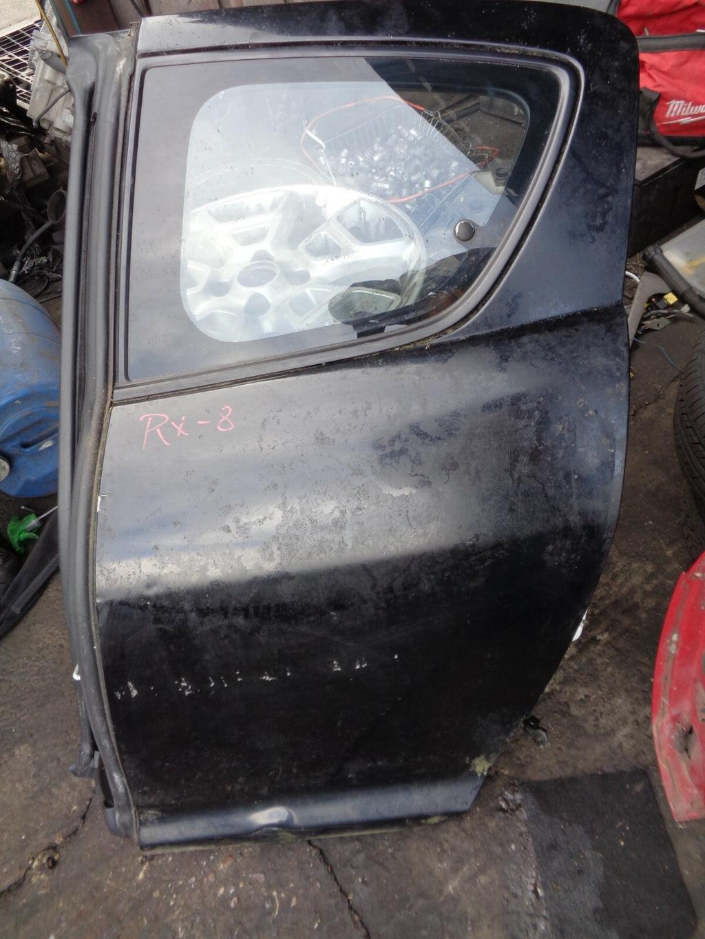 MAZDA RX-8 2007 N/S PASSENGER SIDE REAR DOOR BLACK COMPLETE DAMAGED
