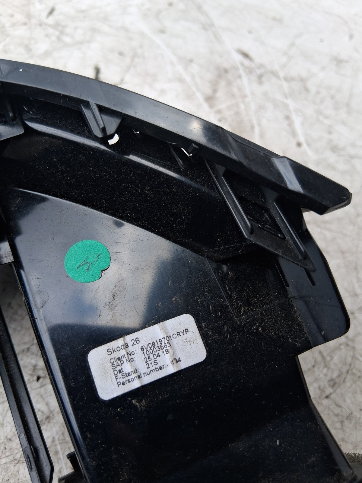 2019 SKODA FABIA NSF PASSENGER SIDE FRONT LEFT AIR VENT 6V0819701CRYP