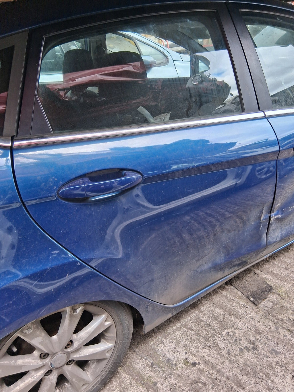 2010 FORD FIESTA MK7 OSR DRIVER SIDE REAR RIGHT COMPLETE DOOR OCEAN BLUE