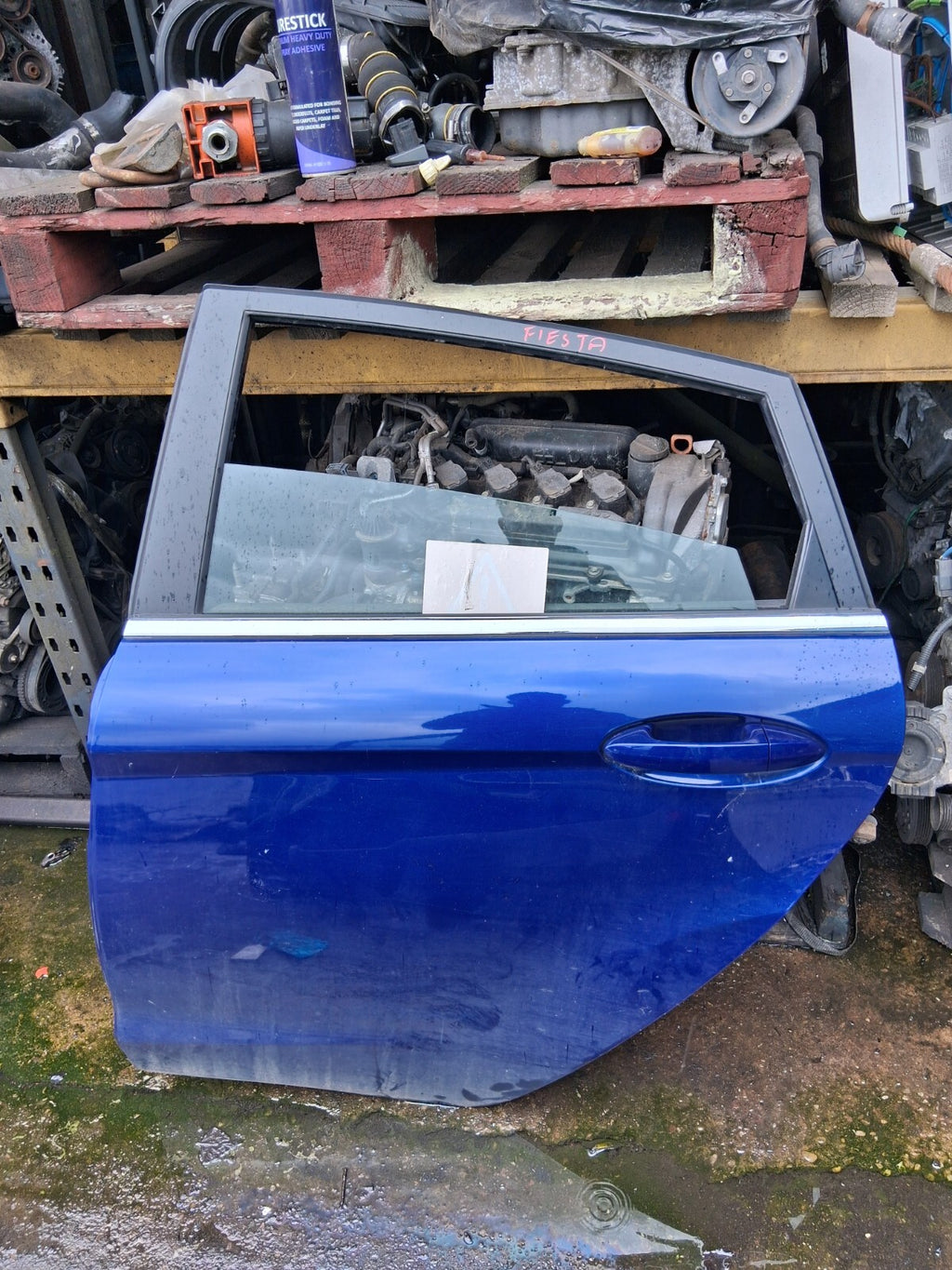 2016 FORD FIESTA MK7 NSR PASSENGER SIDE REAR COMPLETE DOOR BLUE