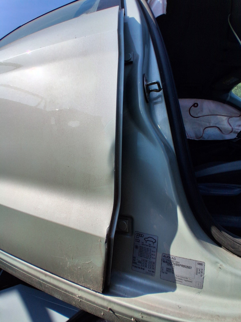 2023 AUDI A1 SPORT MK2 OSR DRIVER REAR BARE DOOR DEW SILVER METALLIC LX7E X7E
