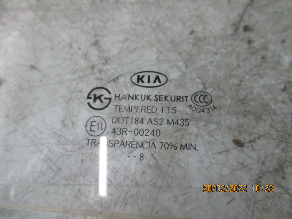 KIA CARENS 2009 MK2 OSR REAR DRIVER SIDE WINDOW GLASS
