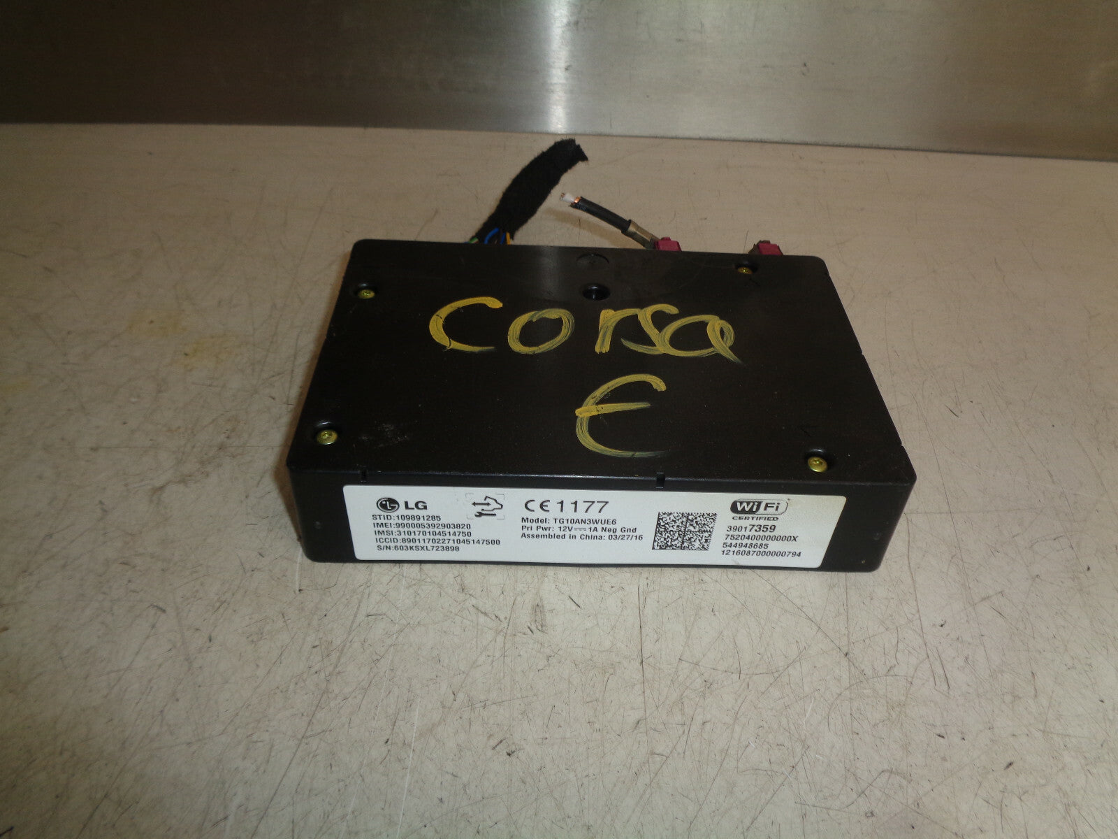 VAUXHALL CORSA E 2018 LG WIFI CONTROL MODULE 39017359