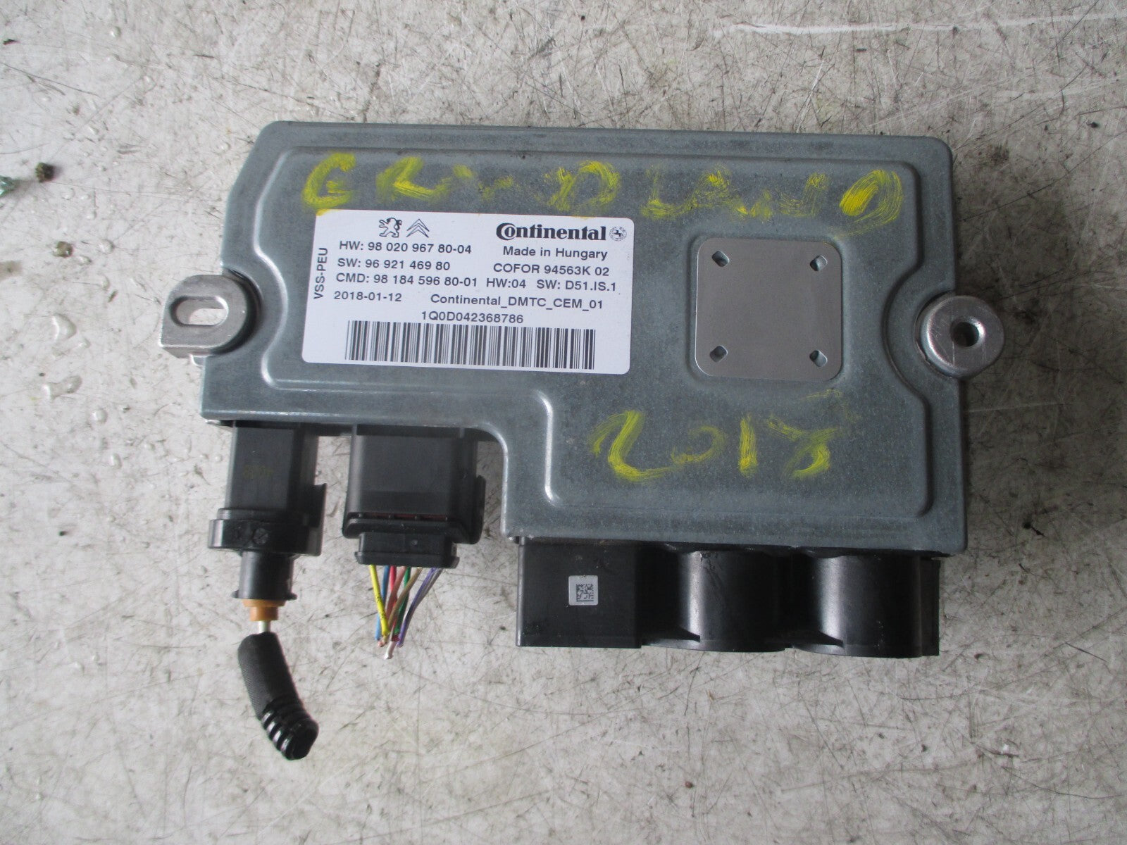 VAUXHALL GRANDLAND X 2018 START SHOP ECU CONTROL MODULE UNIT 9692146980