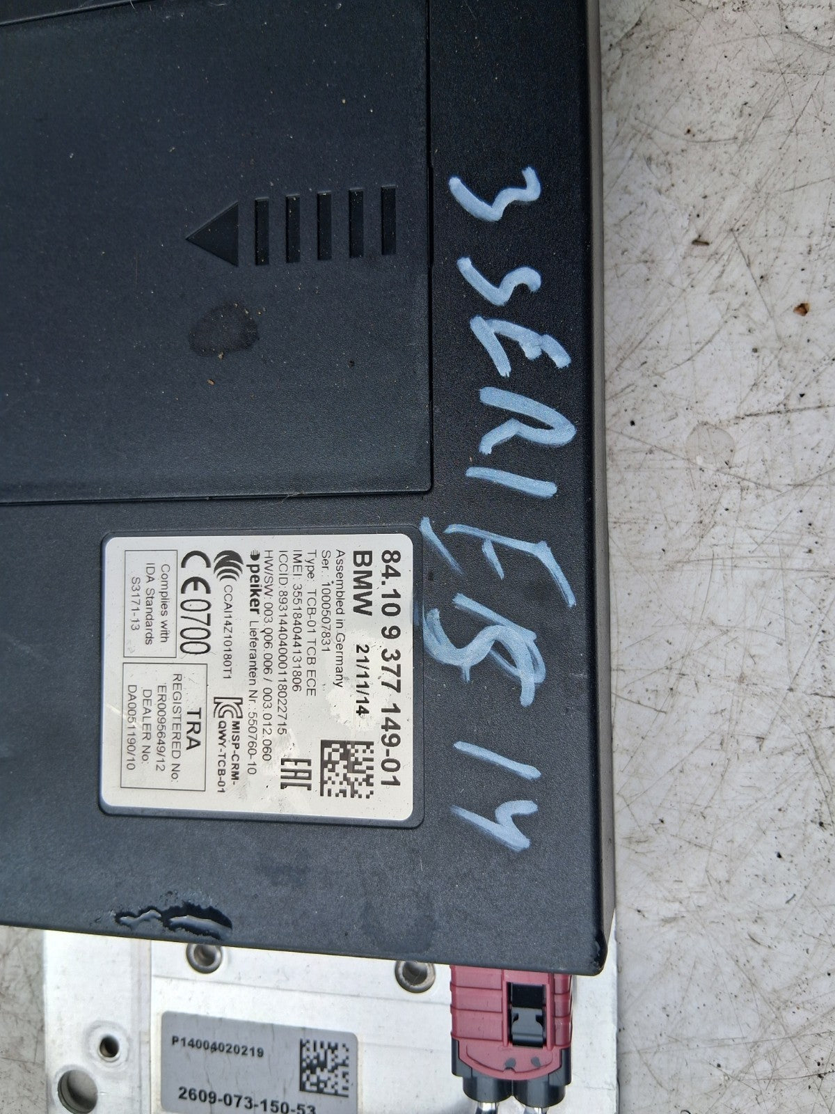 2014 BMW 3 SERIES F31 BLUETOOTH TELEMATICS CONTROL MODULE 9377149