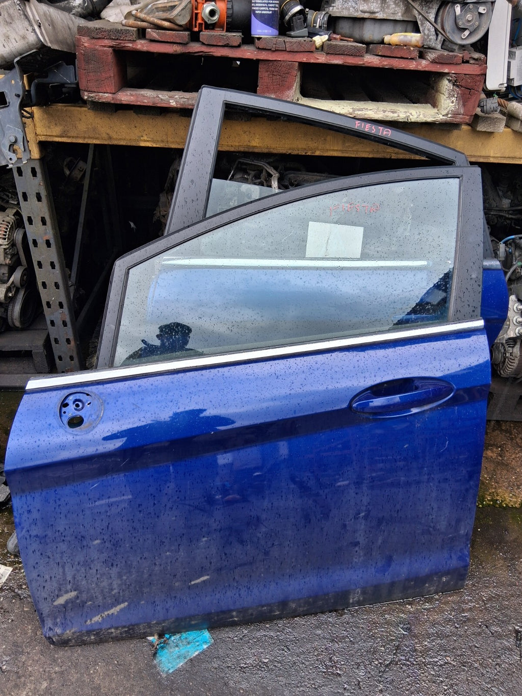 2016 FORD FIESTA MK7 NSF PASSENGER SIDE FRONT COMPLETE DOOR BLUE
