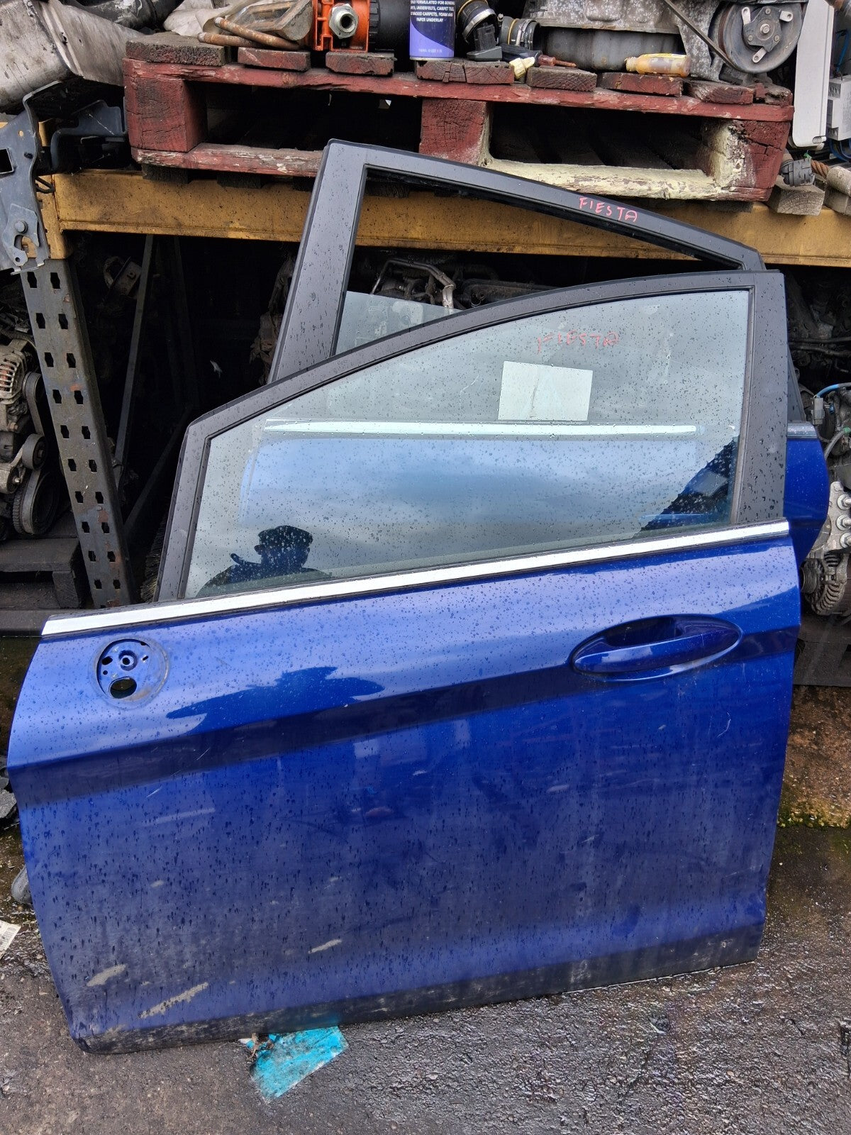 2016 FORD FIESTA MK7 NSF PASSENGER SIDE FRONT COMPLETE DOOR BLUE