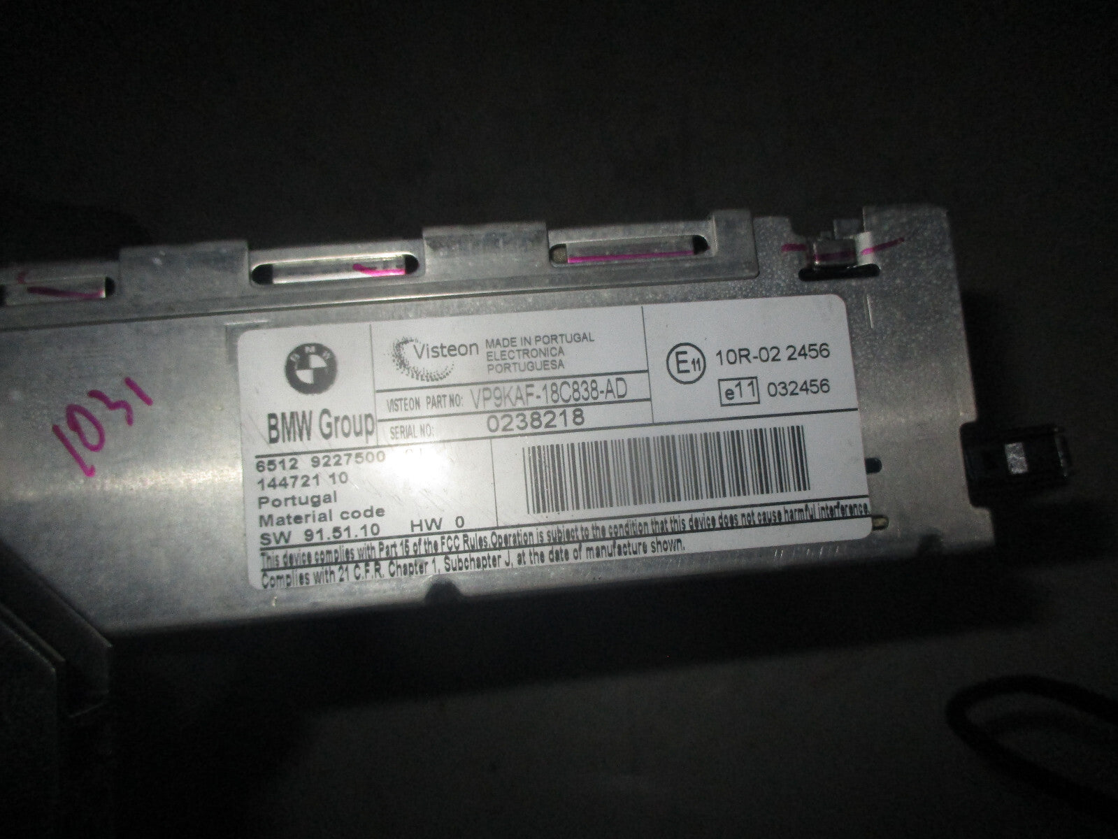 BMW 1 SERIES 2010 E87 STEREO SYSTEM 922750001