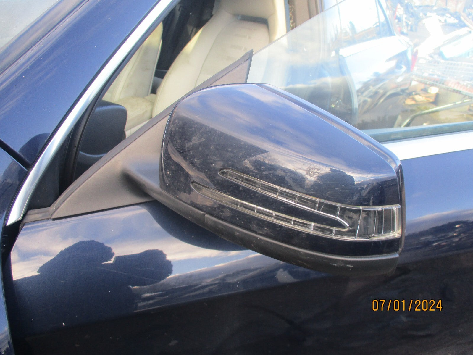 MERCEDES BENZ CLA 2016 C117 NS PASSENGER SIDE MANUAL FOLD WING MIRROR LUNAR BLUE