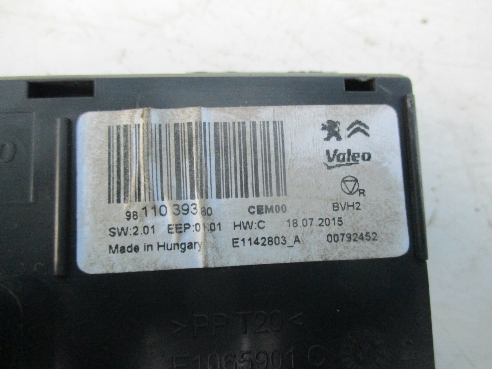 CITROEN C4 CACTUS 2015 SWITCHBOARD CLIMATE CONTROL ECU MODULE UNIT 9811039380