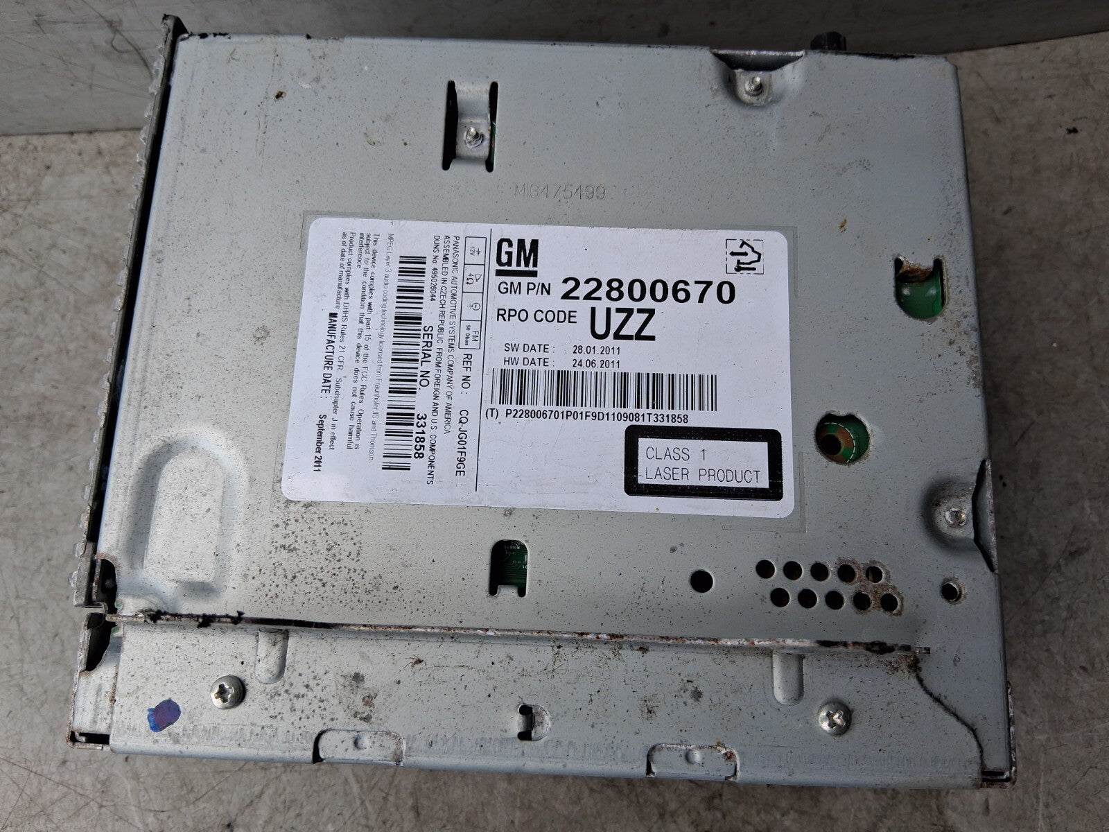 2012 VAUXHALL ASTRA J RADIO CD PLAYER HEAD UNIT 22800670