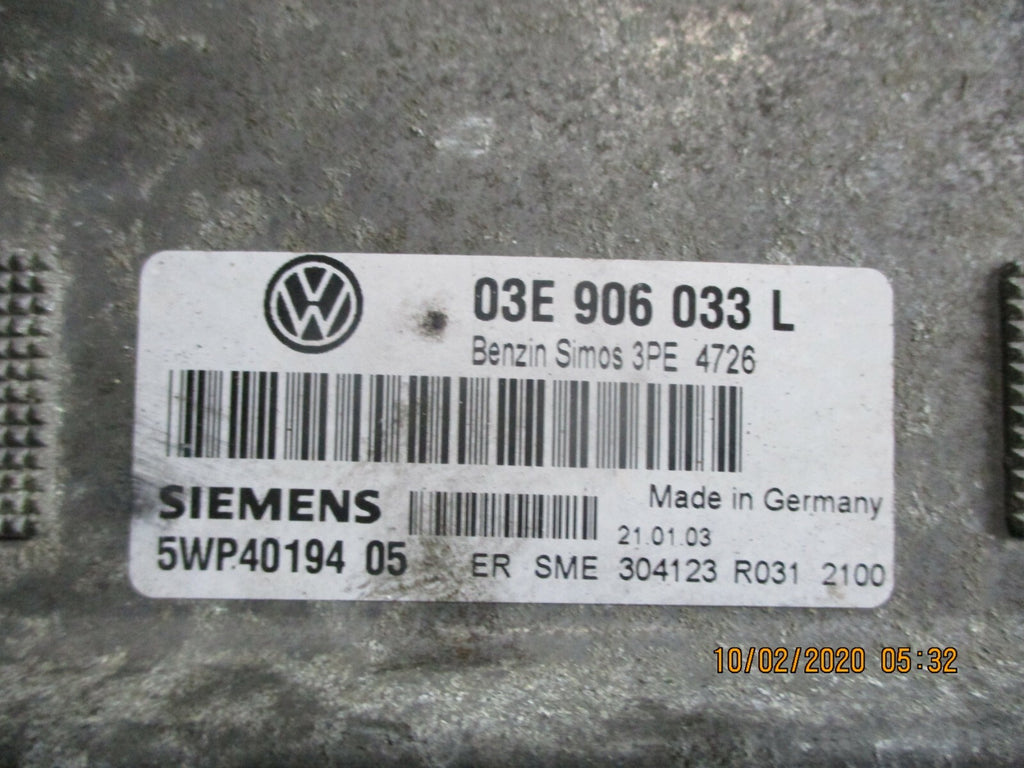 VW VOLKSWAGEN POLO 1.2 PETROL 2003 ECU ENGINE CONTROL UNIT MODULE 03E906033L