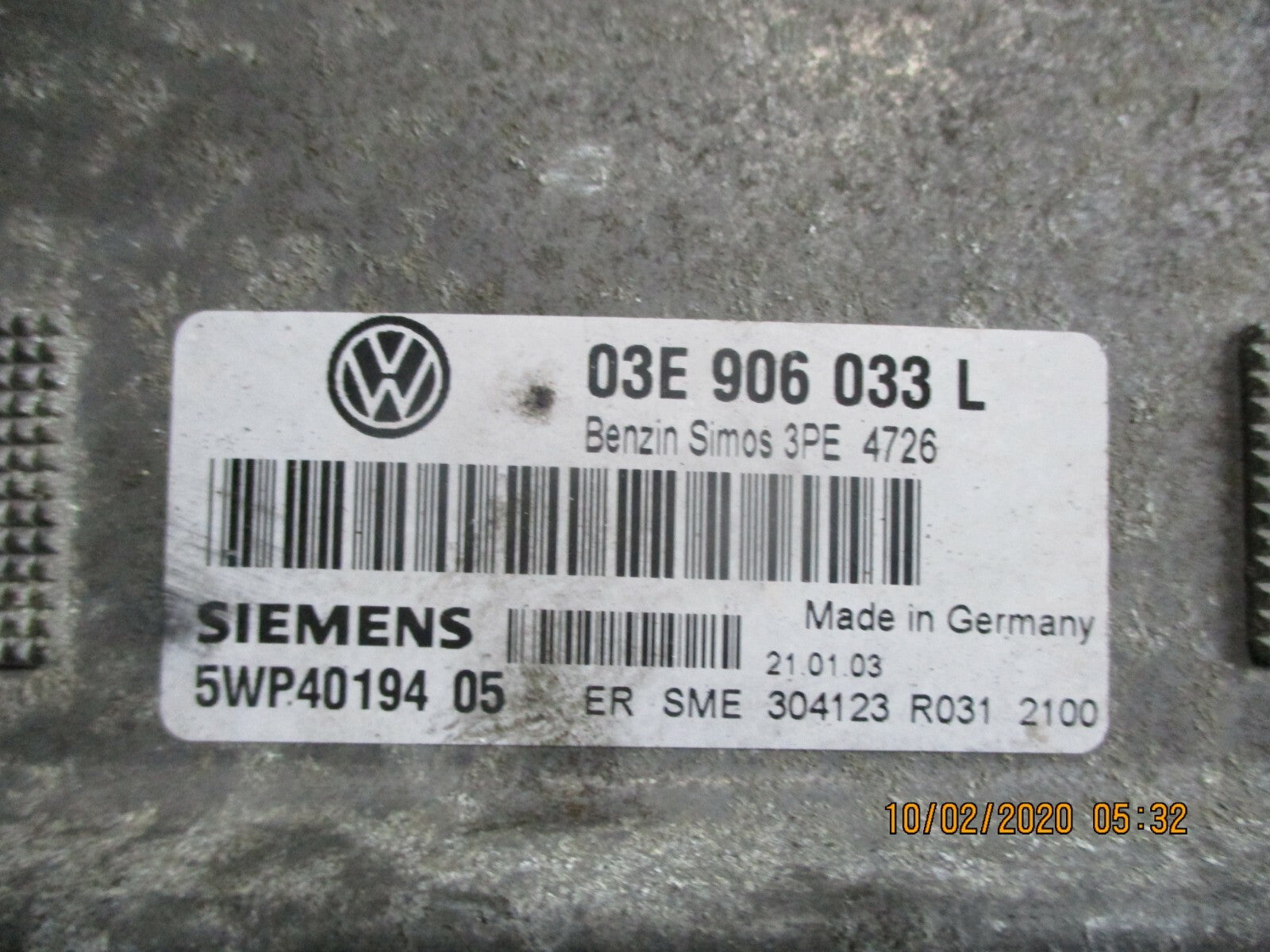 VW VOLKSWAGEN POLO 1.2 PETROL 2003 ECU ENGINE CONTROL UNIT MODULE 03E906033L