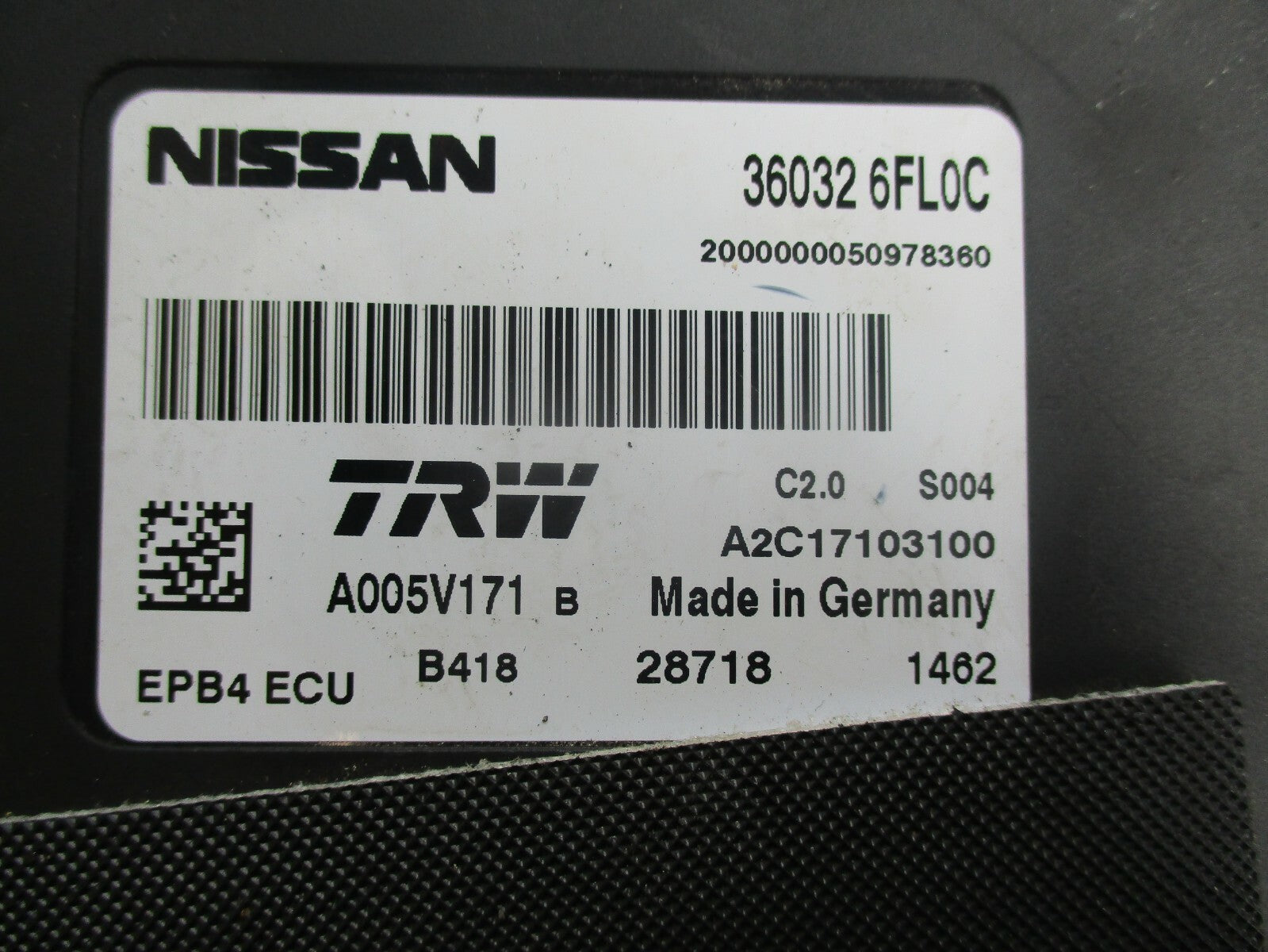 NISSAN QASHQAI J11 MK2 PARKING BRAKE CONTROL MODULE ECU 360326FL0C