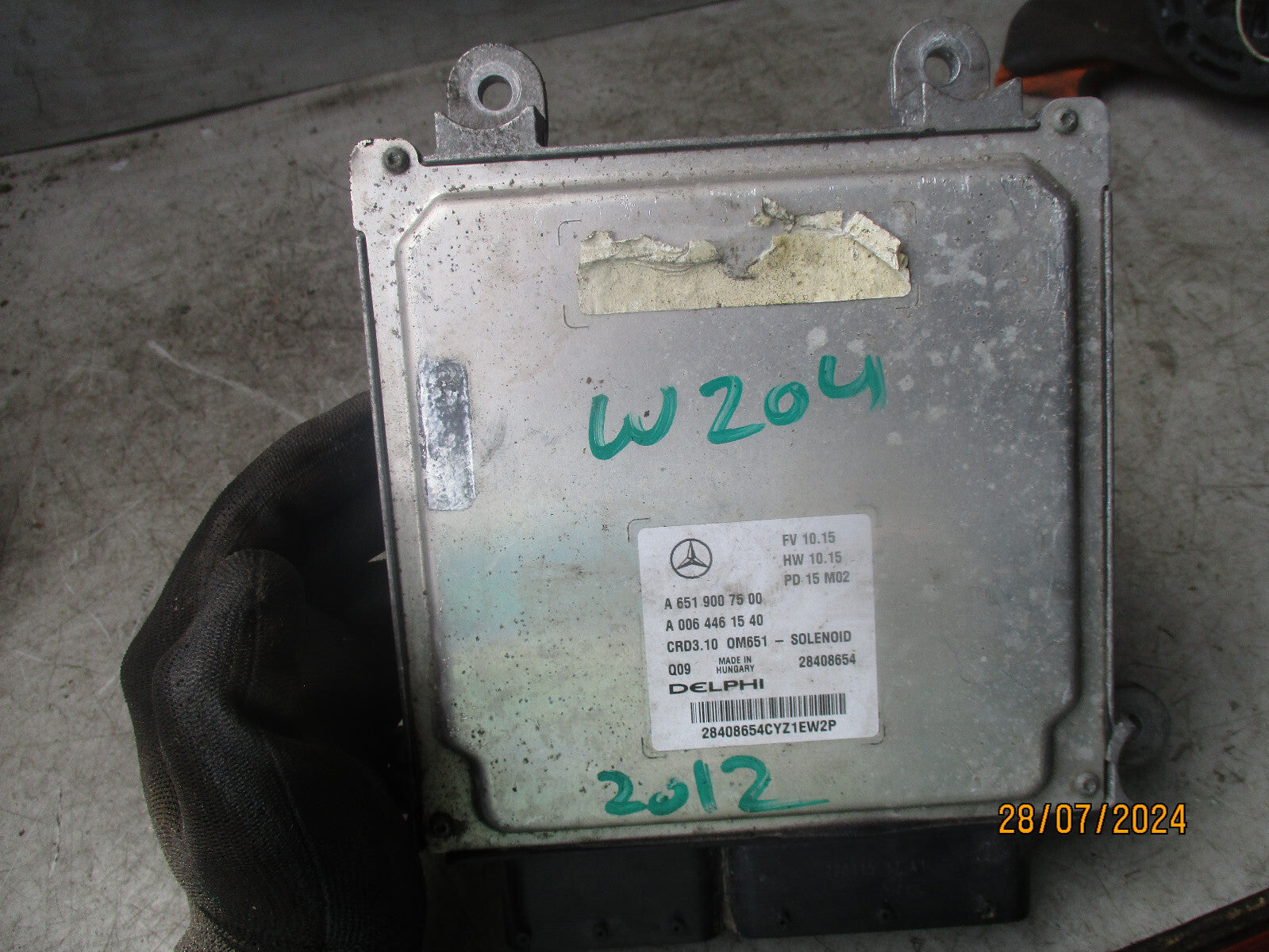 2012 MERCEDES C CLASS W204 2.1 DIESEL ECU ENGINE CONTROL MODULE A6519007500