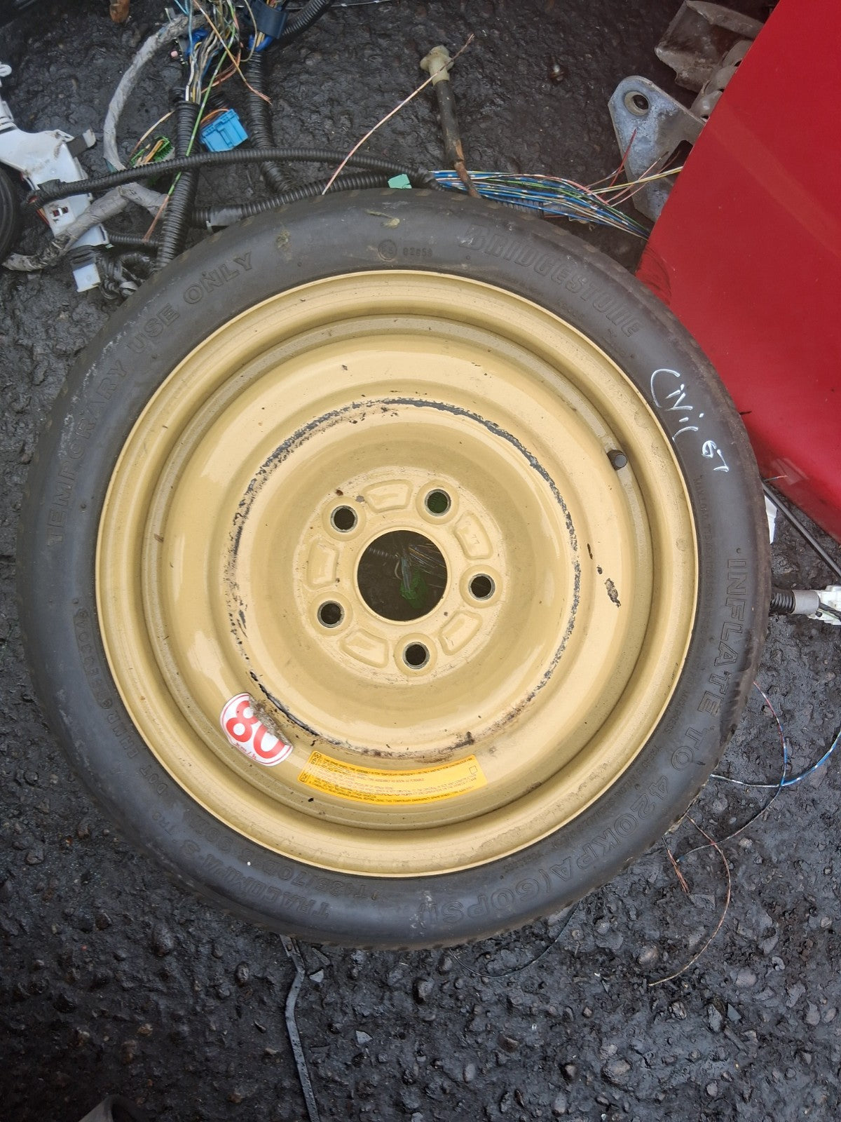 2005 HONDA CIVIC MK7 15 INCH STEEL SPACE SAVER SPARE WHEEL WITH TYRE 135/70D15