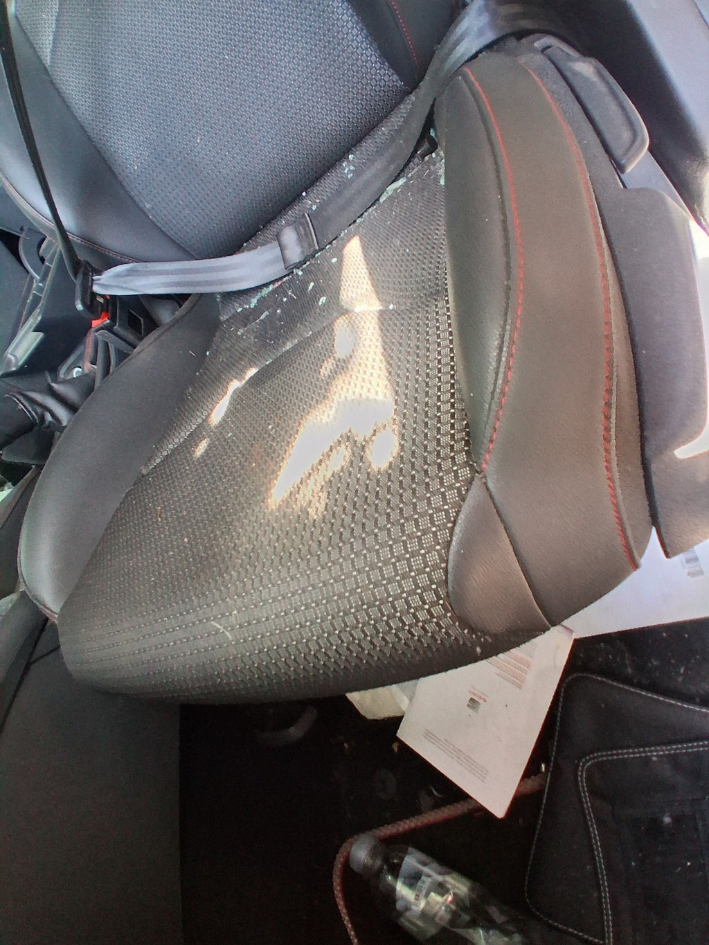 2015 SEAT LEON FR MK3 NS PASSENGER FRONT COMPLETE SEAT HALF LEATHER RED STITCHES