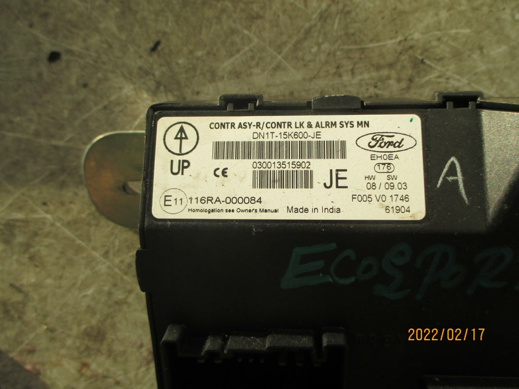 FORD ECOSPORT 2016 BCM BODY CONTROL MODULE DN1T15K600JE