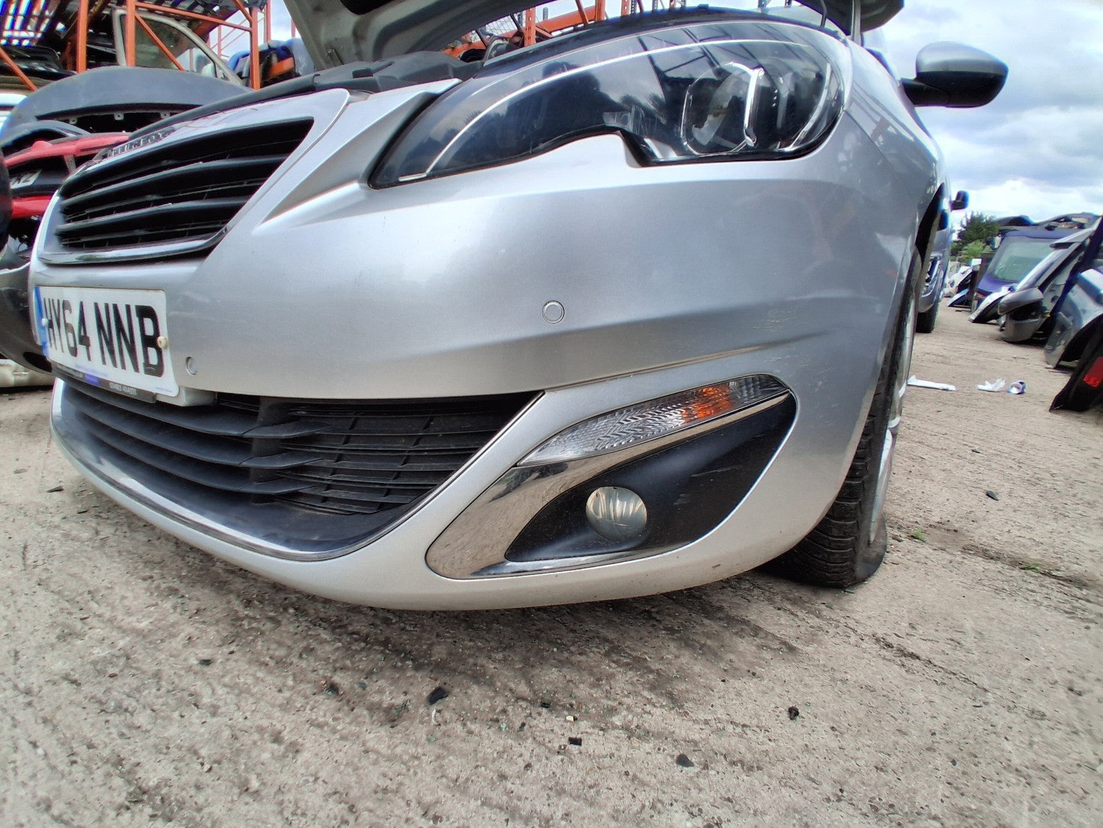 2014 PEUGEOT 308 MK2 FRONT COMPLETE BUMPER PDC SENSOR GRILL GRIS ALUMINIUM EZR