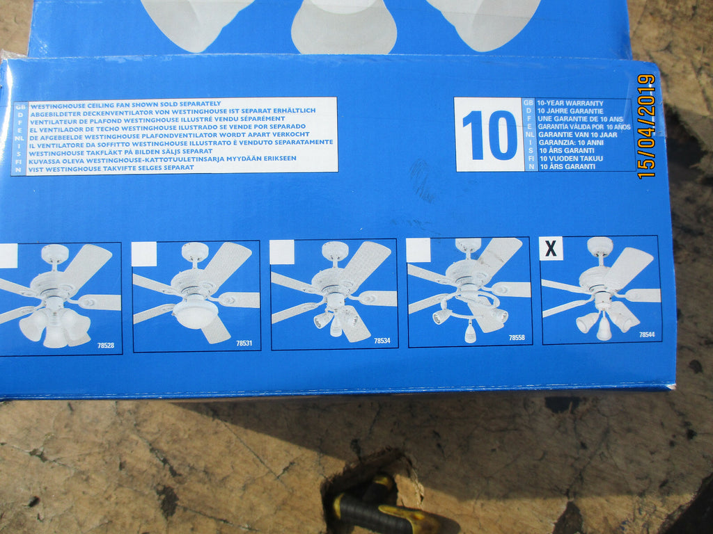 LIGHT ADD ON FOR WESTINGHOUSE DESIGN & COMBINE CEILING FAN IN WHITE NO FAN