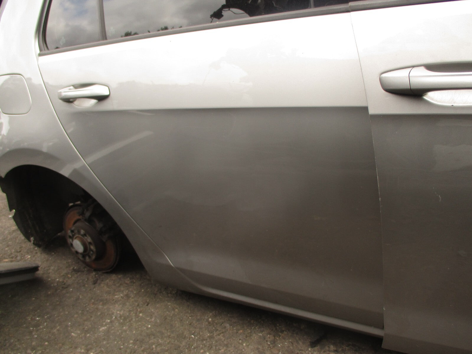 2014 VOLKSWAGEN GOLF MK7 OSR DRIVER SIDE REAR RIGHT BARE DOOR SILVER LB7W