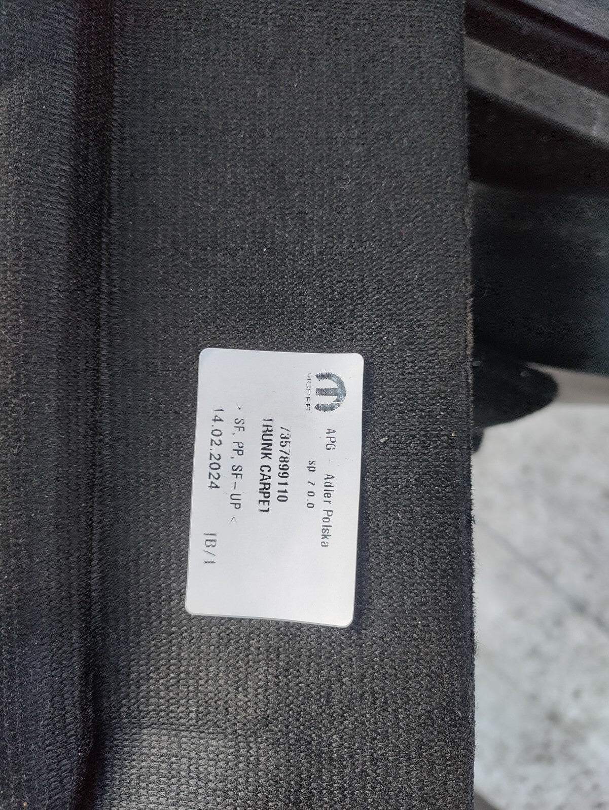 2024 JEEP AVENGER LOWER BOOT FLOOR CARPET 7357899110