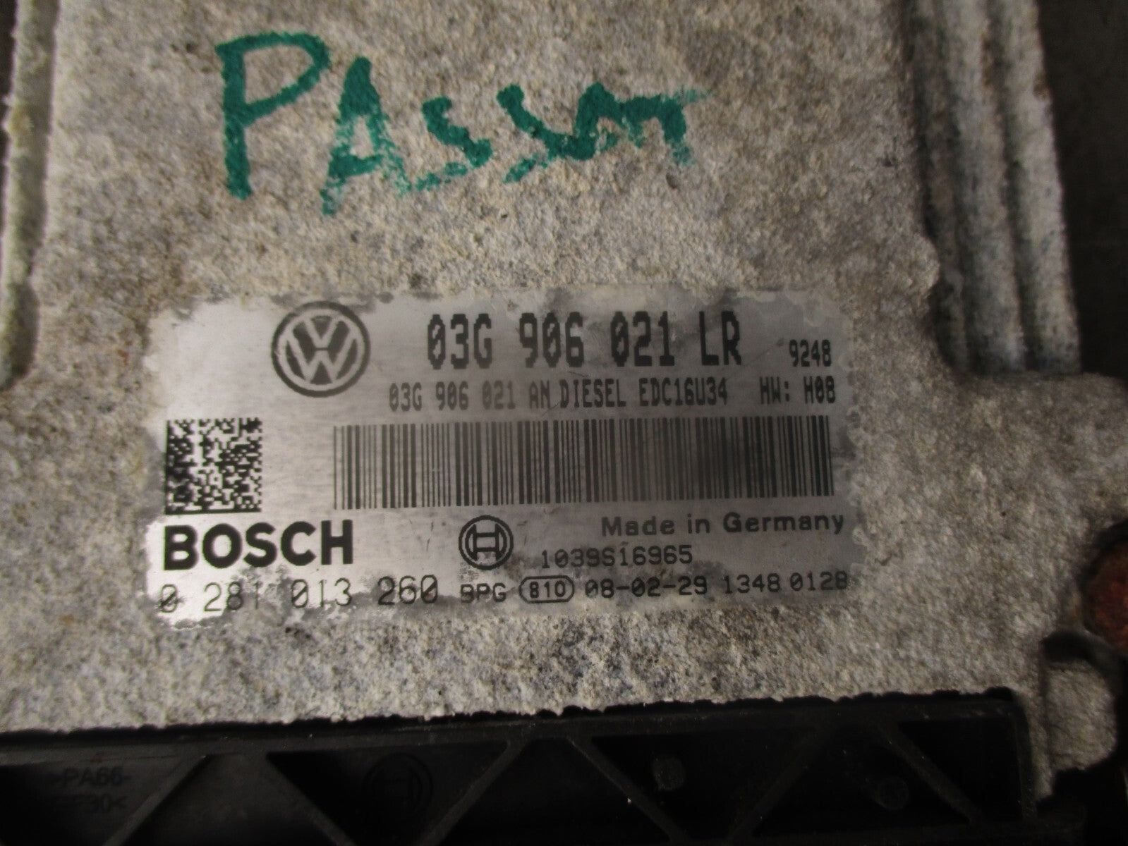 2008 VOLKSWAGEN PASSAT B6 2.0 DIESEL ENGINE CONTROL UNIT ECU 03G906021LR
