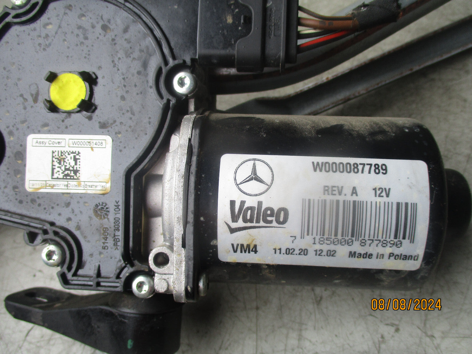 2020 MERCEDES BENZ SPRINTER W907 FRONT WIPER MOTOR W000087789