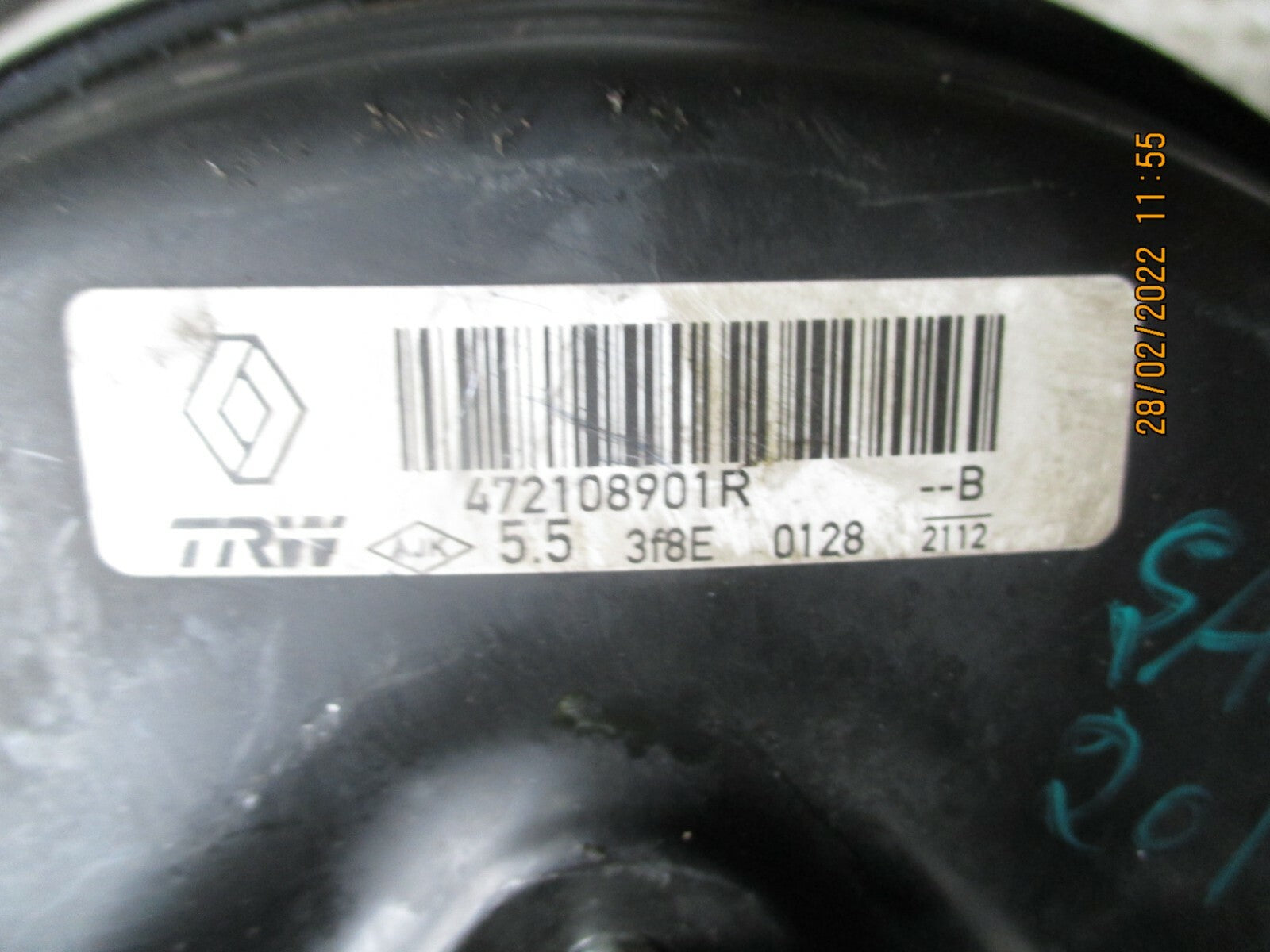 DACIA SANDERO 2017 0.9 PETROL BRAKE SERVO 472108901R