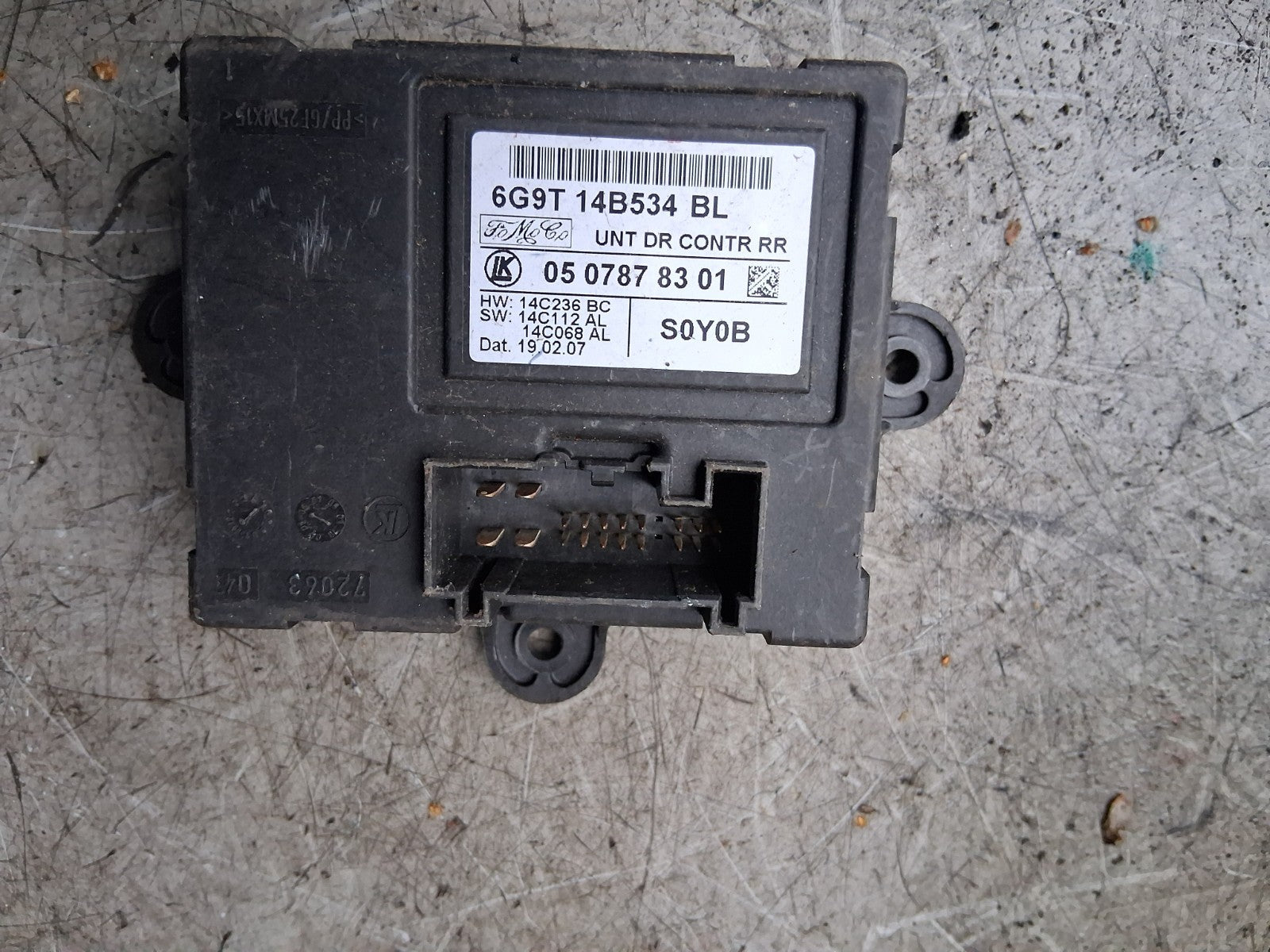 2007 FORD S MAX OSR DRIVER SIDE REAR RIGHT DOOR CONTROL MODULE 6G9T14B534BL