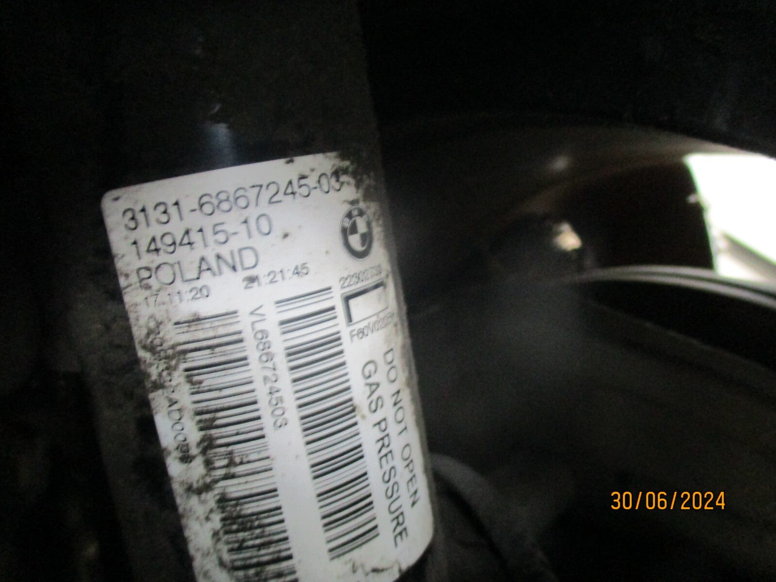 BMW MINI COUNTRYMAN F60 2021 NSF PASSENGER SIDE FRONT SHOCK ABSORBER 6867245