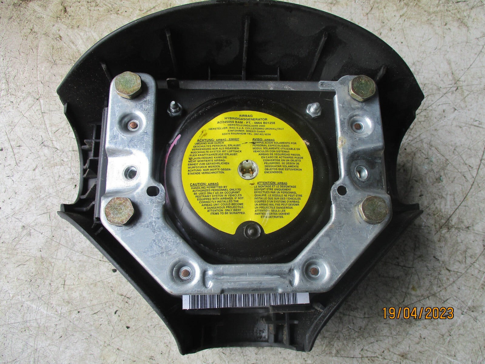 PEUGEOT 206 2005 OS DRIVER SIDE STEERING WHEEL SAFETY BAG 96425026ZR