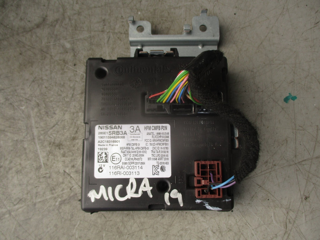 2019 NISSAN MICRA K14 MK5 KEYLESS ENTRY CONTROL MODULE 285E15RB3A