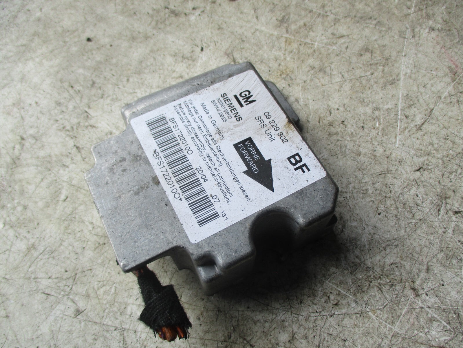 VAUXHALL ASTRA G 2004 ECU ENGINE CONTROL MODULE 09229302