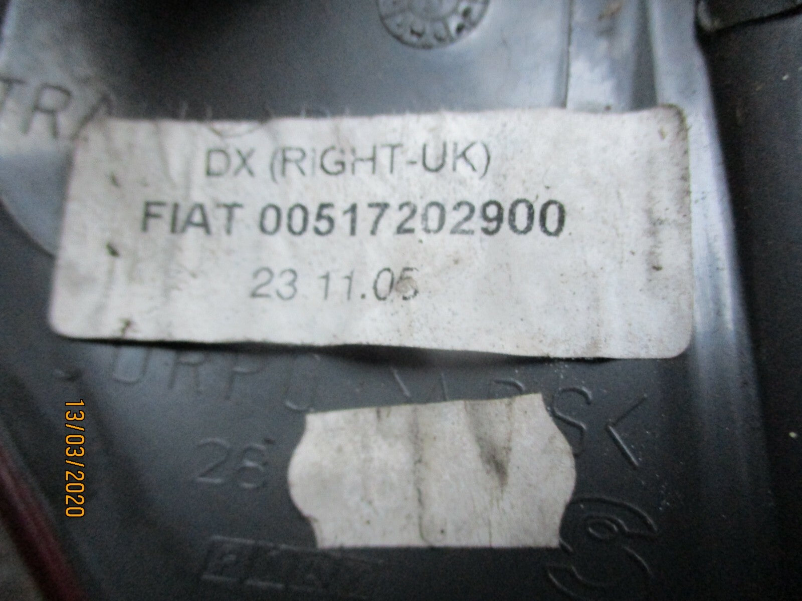FIAT PUNTO MK2 2005 FACELIFT OSR DRIVER SIDE REAR TAIL LIGHT 00517202900