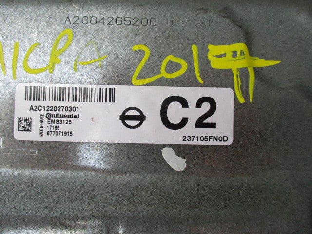 NISSAN MICRA K14 2017 ECU ENGINE CONTROL MODULE 237105FN0D