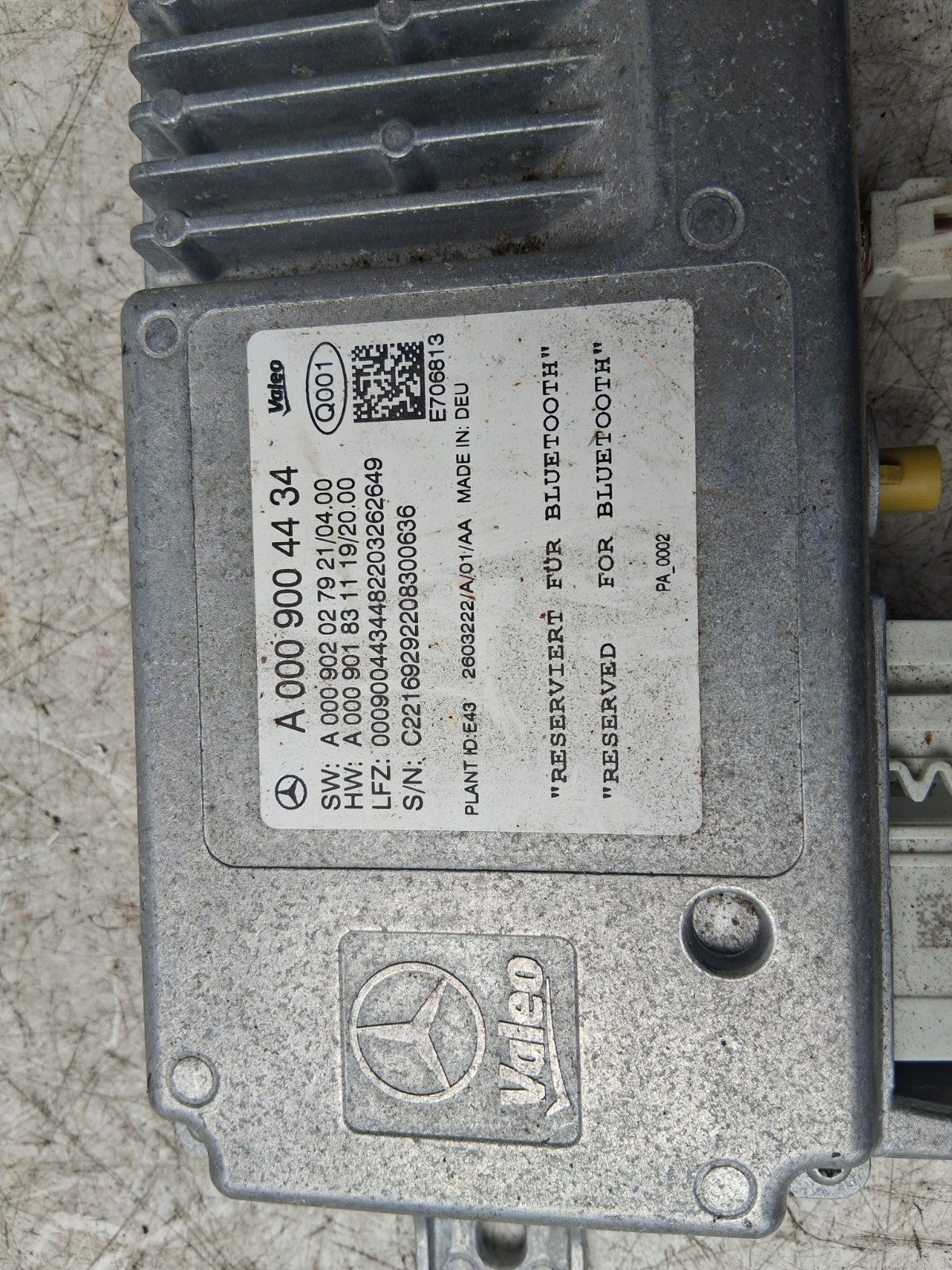 2019 MERCEDES BENZ SPRINTER W907 BLUETOOTH CONTROL MODULE A0009004434