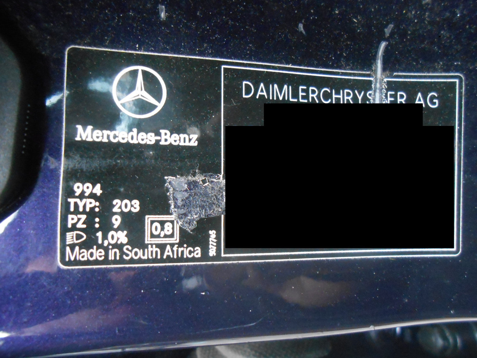 MERCEDES C CLASS W203 2003 SALOON REAR BACK PLASTIC BUMPER 994 AMETHYS VIOLET