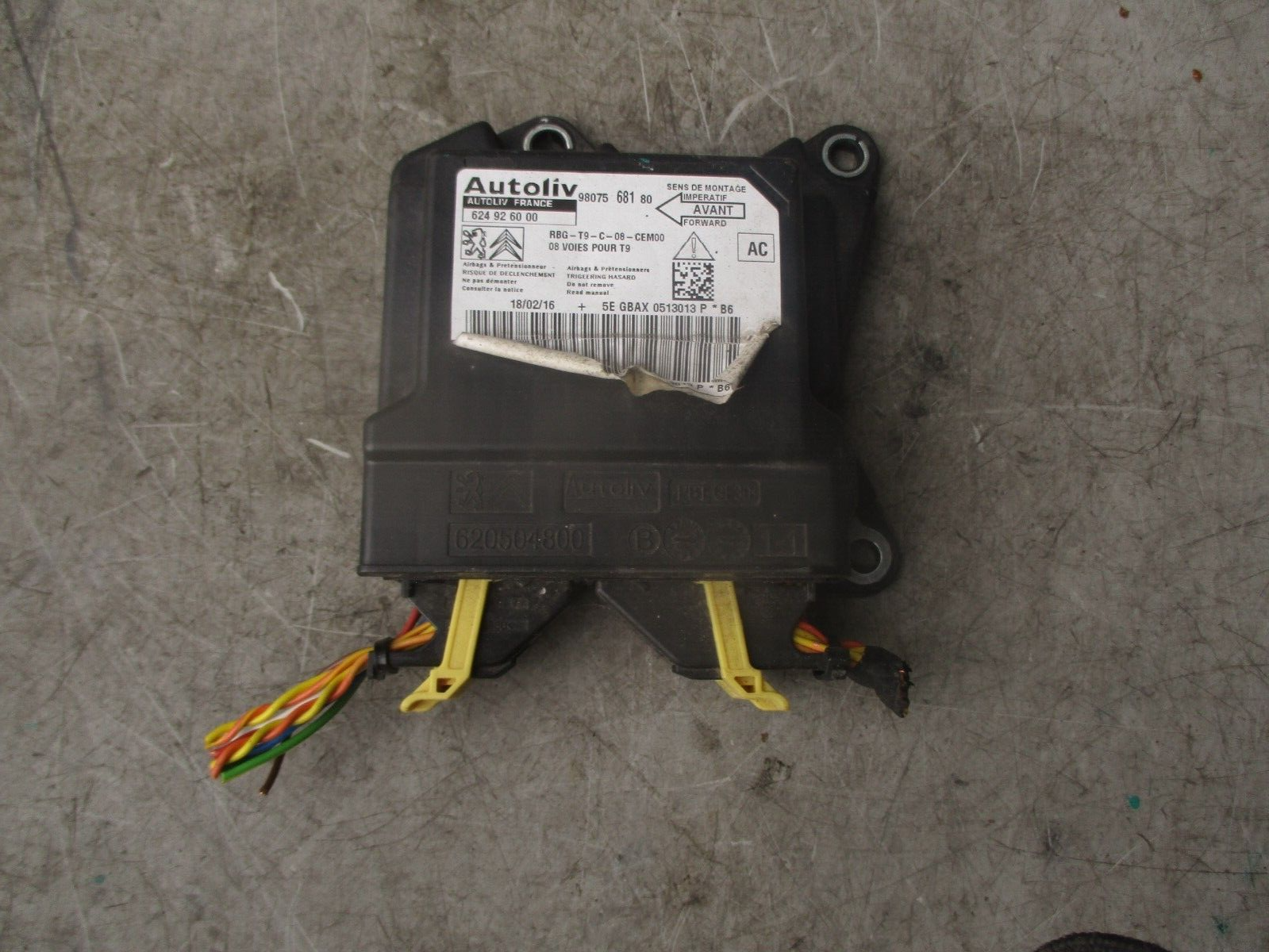2014 PEUGEOT 308 MK2 SAFETY BAG AIRBAG CONTROL MODULE UNIT ECU 9807568180