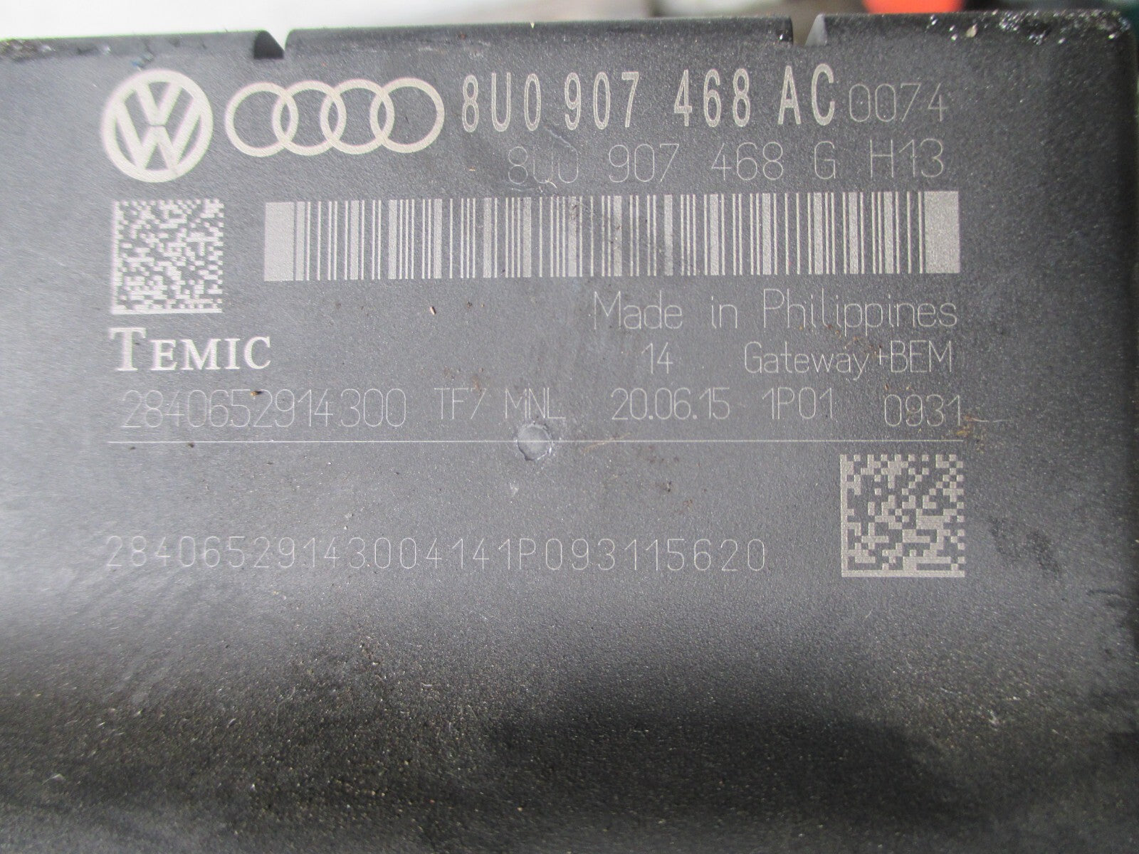 AUDI A1 8X 2015 GATEWAY CONTROL MODULE 8U0907468AC