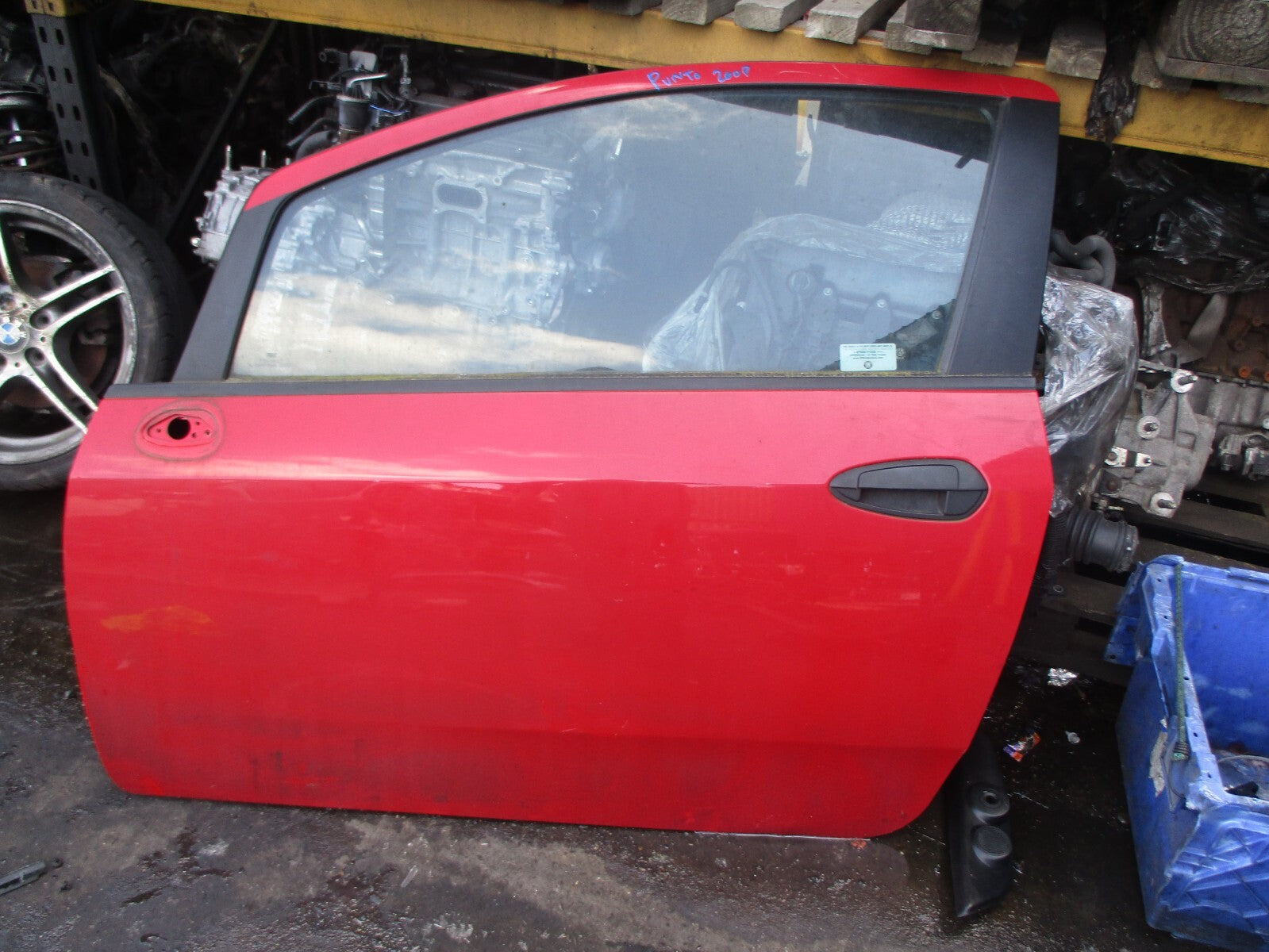 FIAT GRANDE PUNTO MK3 2008 OS 3 DOOR DRIVER SIDE BARE DOOR RED