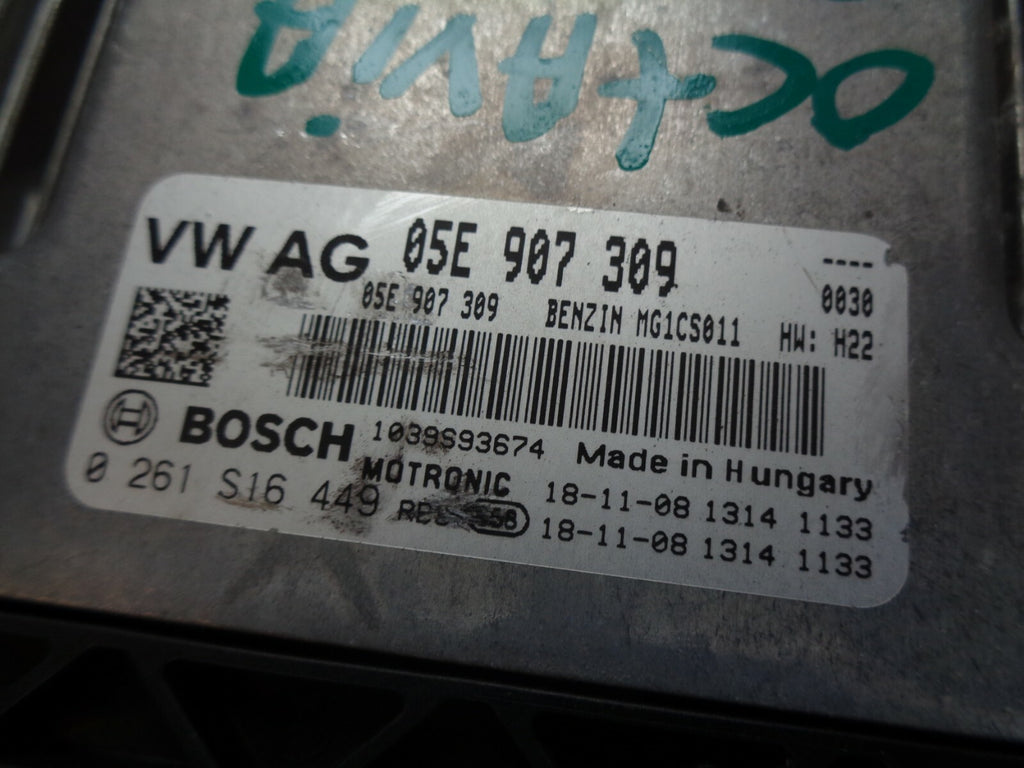 SKODA OCTAVIA 2019 ECU ENGINE CONTROL UNIT 05E907309