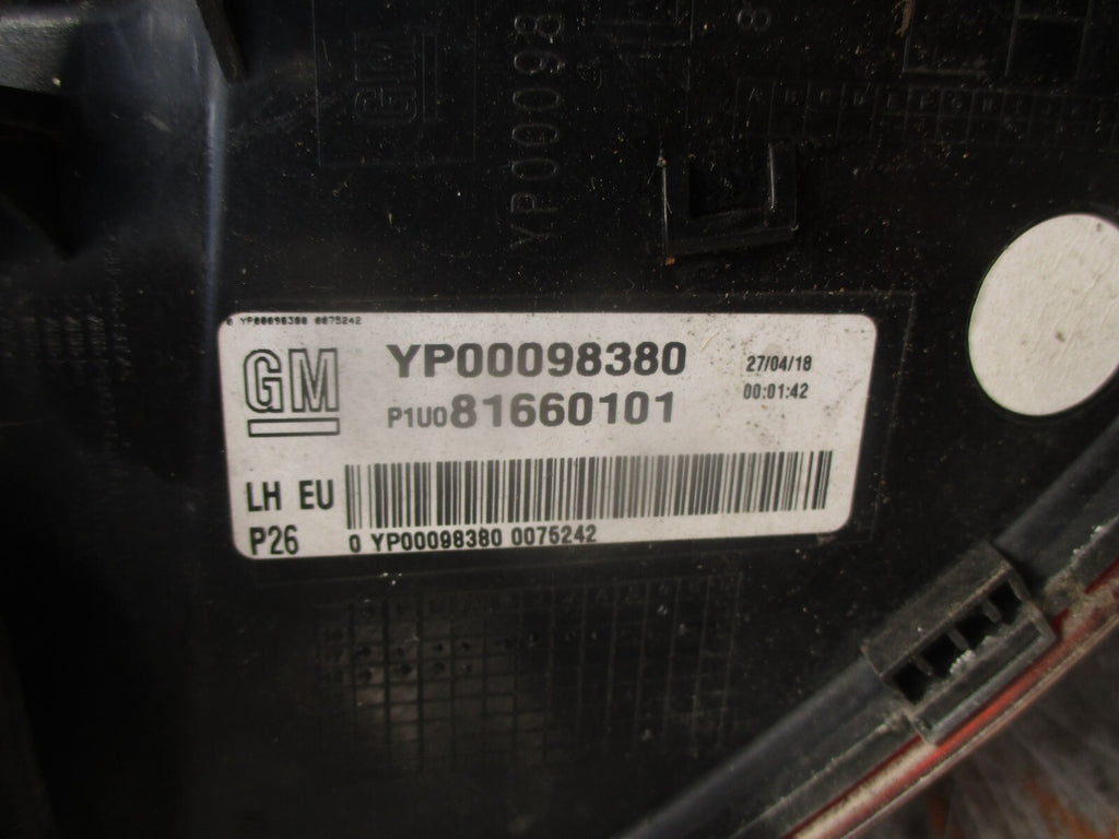 2018 VAUXHALL GRANDLAND X SE NS PASSENGER REAR LEFT OUTER TAIL LIGHT 81660201