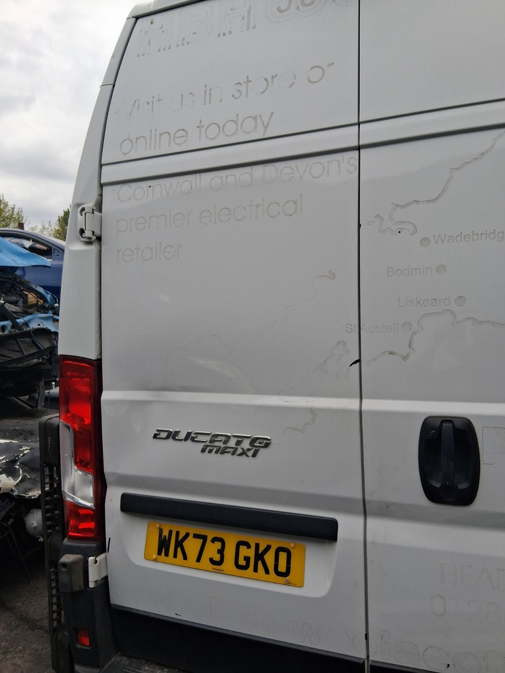 2023 FIAT DUCATO MK3 EXTRA HIGH ROOF NSR PASSENGER SIDE REAR BARE DOOR WHITE