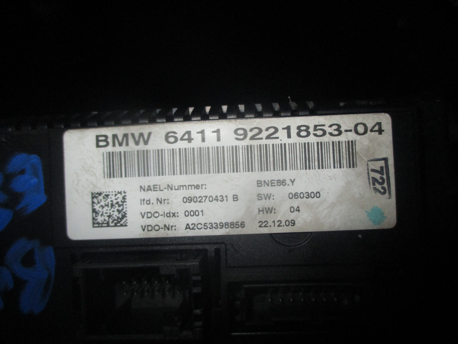 BMW 1 SERIES 2010 E87 HEATER CLIMATE CONTROL PANNEL 922185304