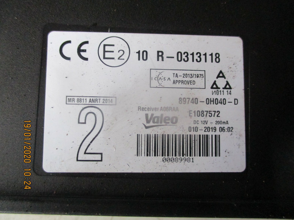 TOYOTA AYGO 2019 OS DRIVER SIDE DCM DOOR CONTROL MODULE UNIT 89740-0H040-D