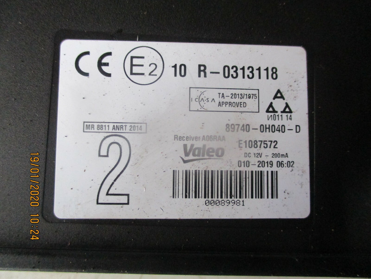 TOYOTA AYGO 2019 OS DRIVER SIDE DCM DOOR CONTROL MODULE UNIT 89740-0H040-D